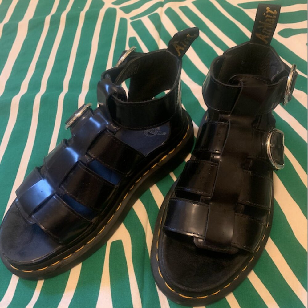 Dr. Martens Mackaye Leather Strap Sandals Black Women's Size 6 US - Picture 2 of 9
